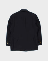 Vintage 1990s Hugo Boss Navy Wool Double Breasted Blazer - M