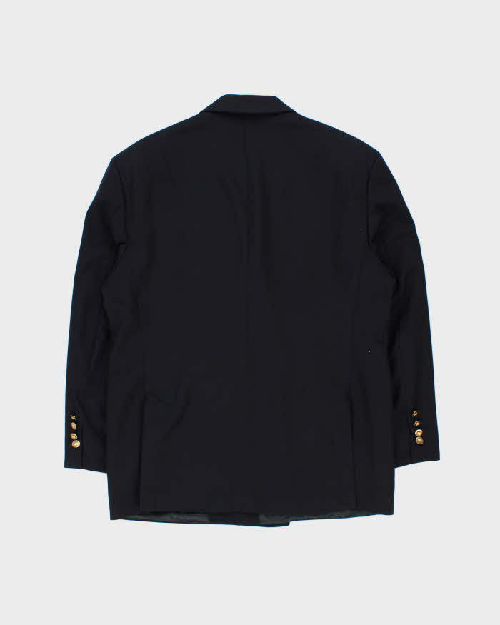 Vintage 1990s Hugo Boss Navy Wool Double Breasted Blazer - M