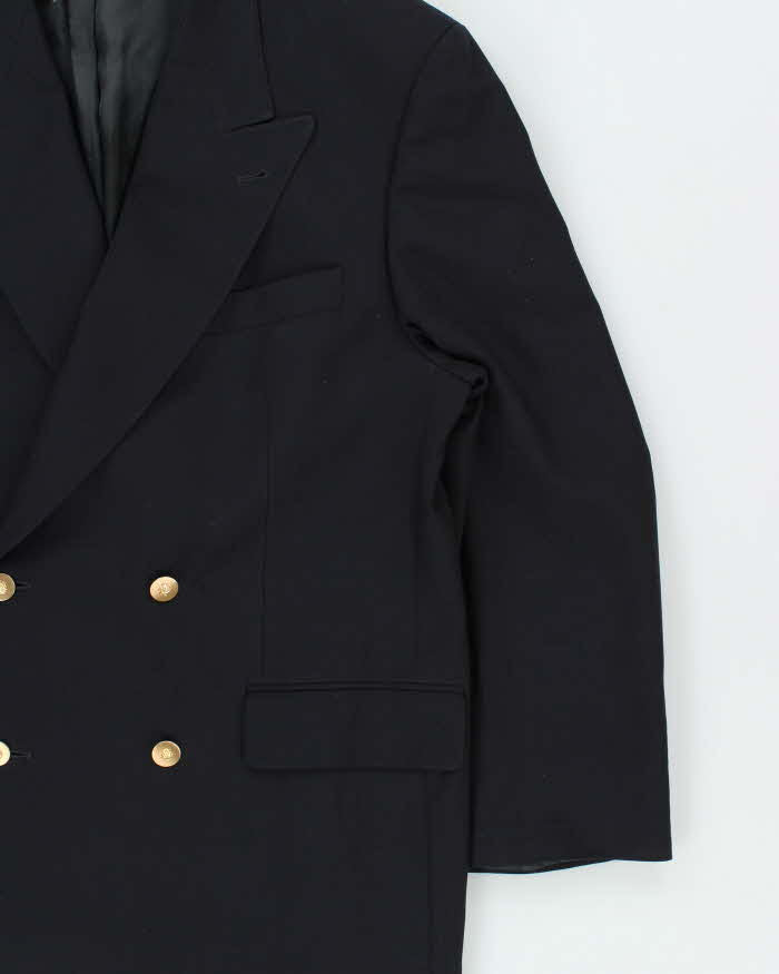 Vintage 1990s Hugo Boss Navy Wool Double Breasted Blazer - M