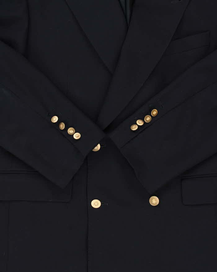 Vintage 1990s Hugo Boss Navy Wool Double Breasted Blazer - M