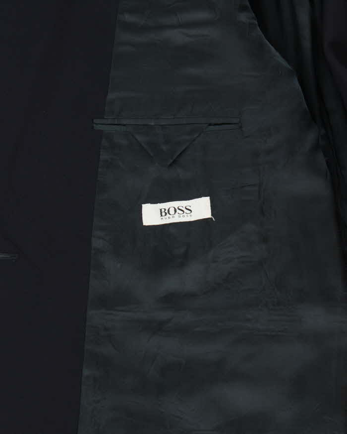 Vintage 1990s Hugo Boss Navy Wool Double Breasted Blazer - M