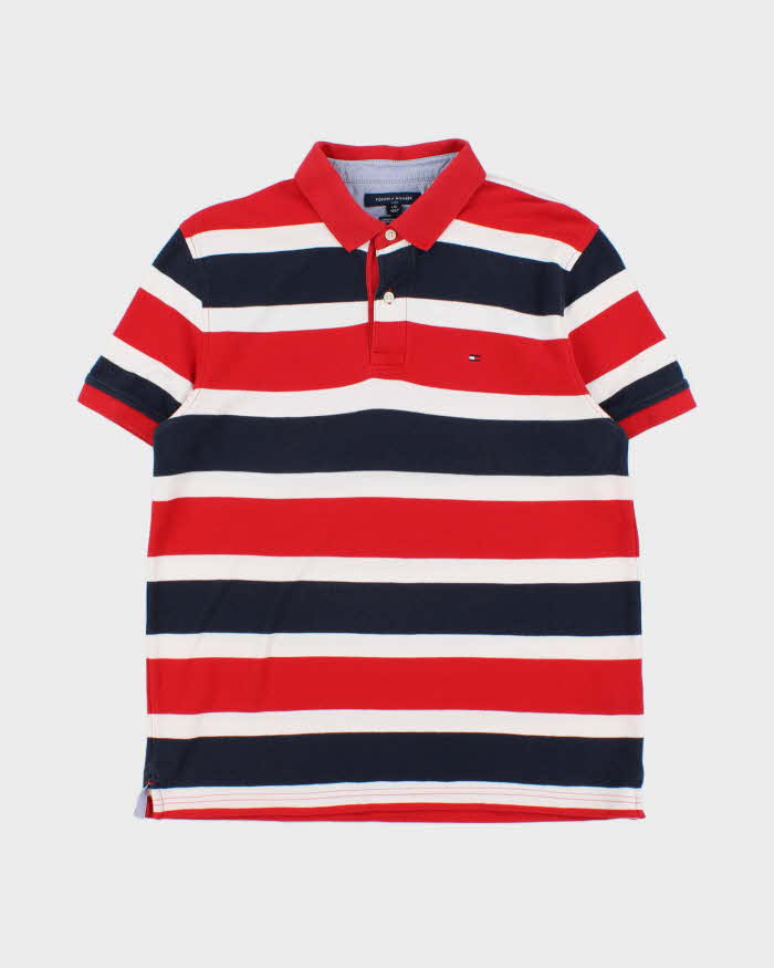 Vintage Tommy Hilfiger Striped Performance Pique Short Sleeve Polo Shirt - L