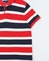 Vintage Tommy Hilfiger Striped Performance Pique Short Sleeve Polo Shirt - L
