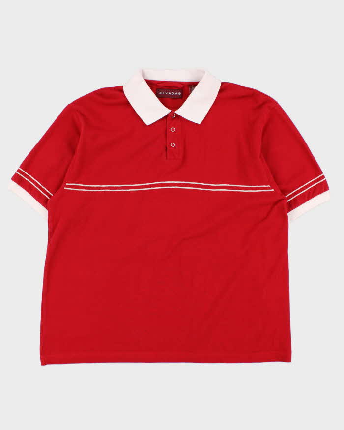 Vintage 1990s Nevada Stitch Striped Popper Button Short Sleeve Polo Shirt - L