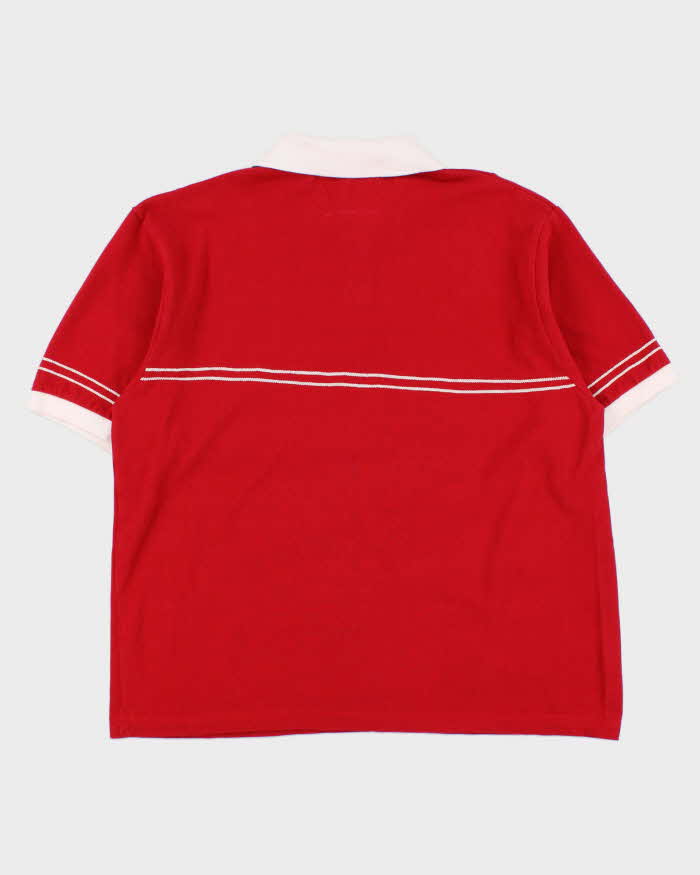 Vintage 1990s Nevada Stitch Striped Popper Button Short Sleeve Polo Shirt - L