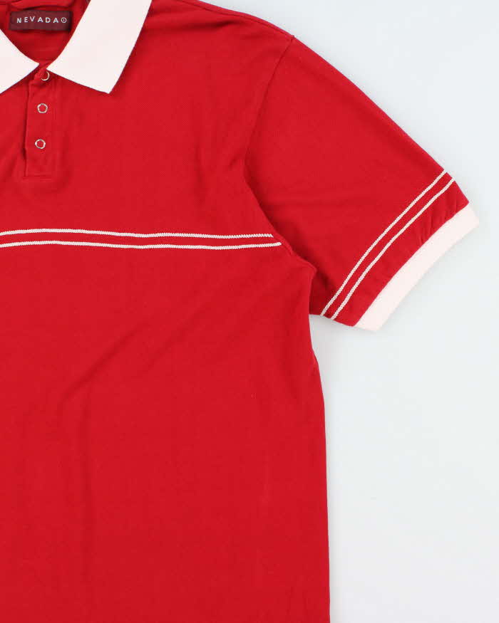 Vintage 1990s Nevada Stitch Striped Popper Button Short Sleeve Polo Shirt - L