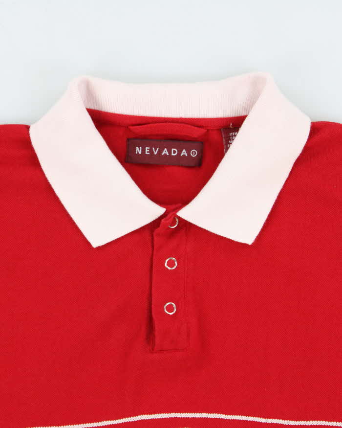 Vintage 1990s Nevada Stitch Striped Popper Button Short Sleeve Polo Shirt - L