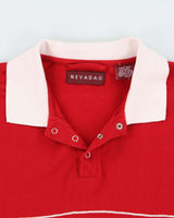 Vintage 1990s Nevada Stitch Striped Popper Button Short Sleeve Polo Shirt - L