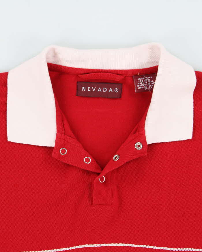 Vintage 1990s Nevada Stitch Striped Popper Button Short Sleeve Polo Shirt - L