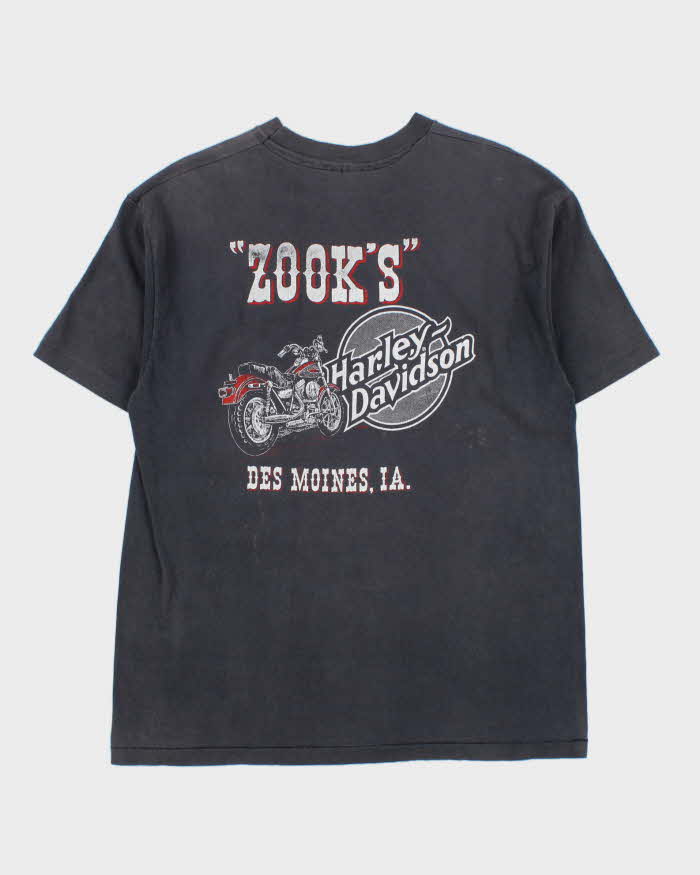 Vintage 1986 Harley Davidson 'Zooks Des Moines, LA' Hanes Beefy Made In USA Single Stitch Crewneck T-Shirt - XL