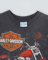 Vintage 1986 Harley Davidson 'Zooks Des Moines, LA' Hanes Beefy Made In USA Single Stitch Crewneck T-Shirt - XL