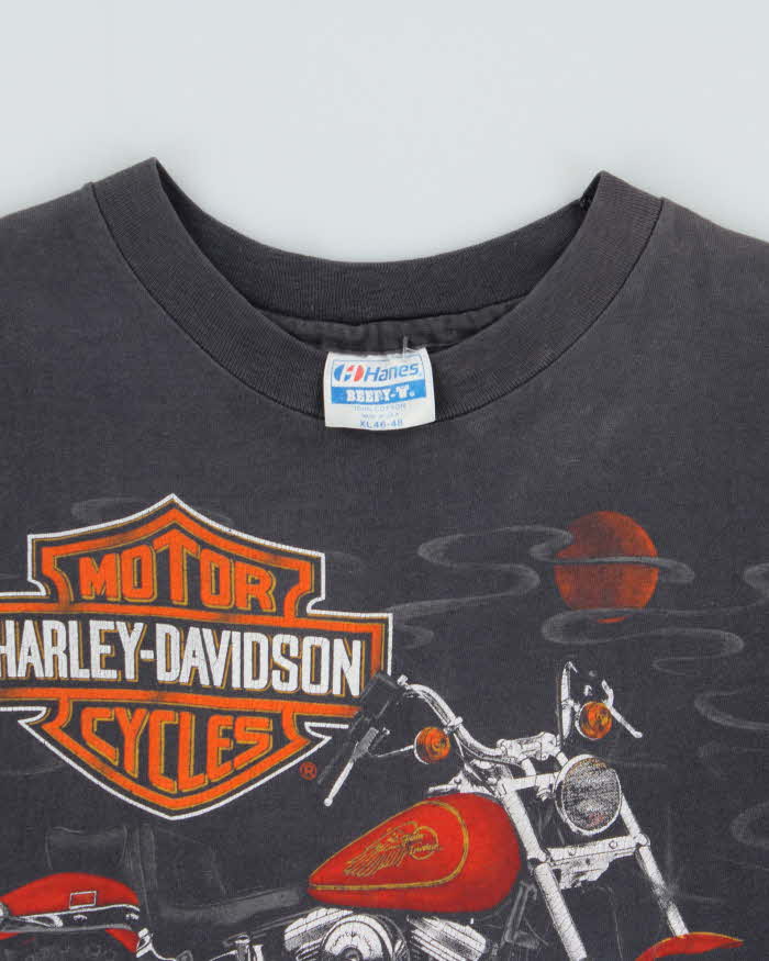 Vintage 1986 Harley Davidson 'Zooks Des Moines, LA' Hanes Beefy Made In USA Single Stitch Crewneck T-Shirt - XL