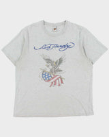 Vintage Y2K 00s Ed Hardy Marl Grey Eagle Crewneck T-Shirt - XL