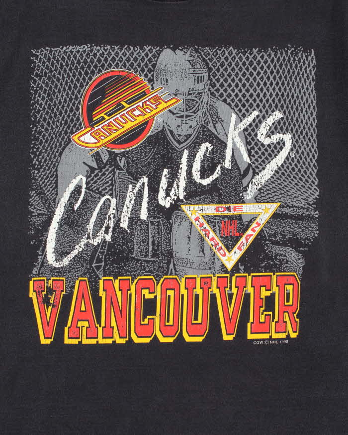 Vintage 1990 NHL Vancouver Canucks Single Stitch T-shirt - L