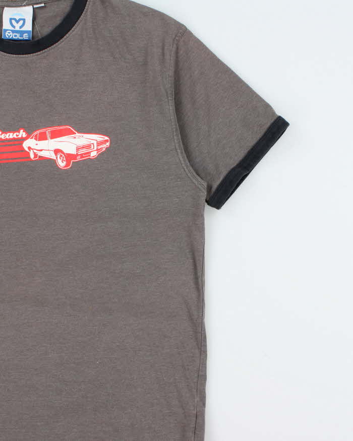 Vintage Y2K 00s Daytona Beach Dodge Charger Marl Grey Crewneck Ringer T-Shirt - M