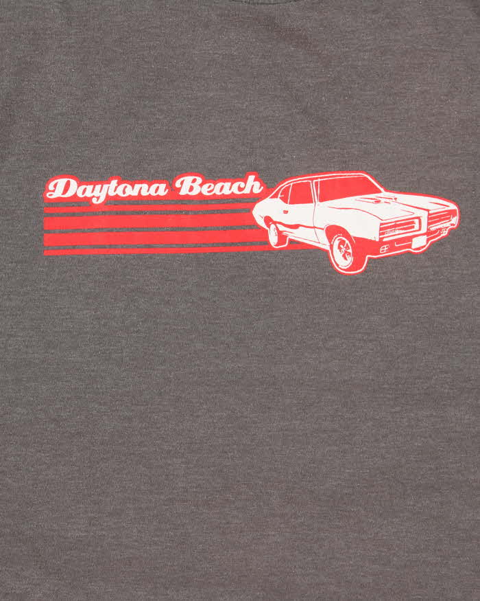 Vintage Y2K 00s Daytona Beach Dodge Charger Marl Grey Crewneck Ringer T-Shirt - M