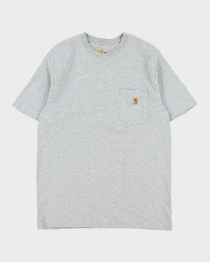 Vintage Carhartt Marl Grey Heavyweight Original Fit Crewneck Pocket T-Shirt - M