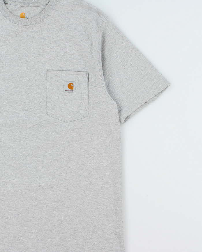 Vintage Carhartt Marl Grey Heavyweight Original Fit Crewneck Pocket T-Shirt - M