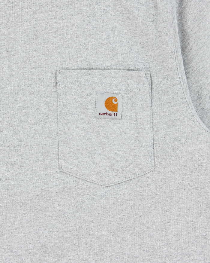 Vintage Carhartt Marl Grey Heavyweight Original Fit Crewneck Pocket T-Shirt - M