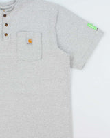 Vintage Carhartt Marl Grey Heavyweight Original Fit Henley Pocket T-Shirt - XL