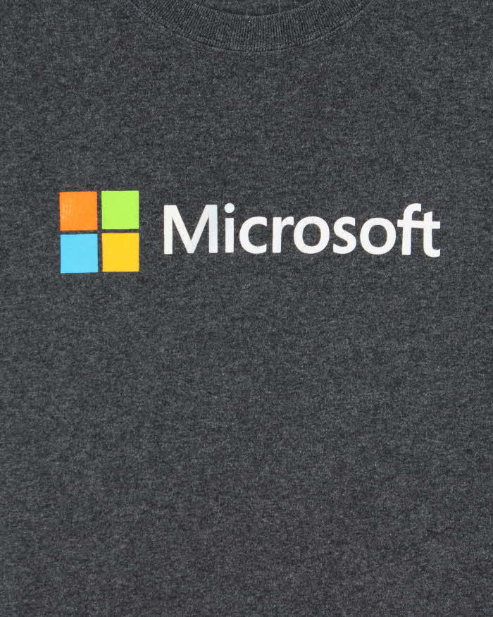 Vintage Y2K 00s Microsoft Windows Marl Grey Heavyweight Crewneck T-Shirt - L
