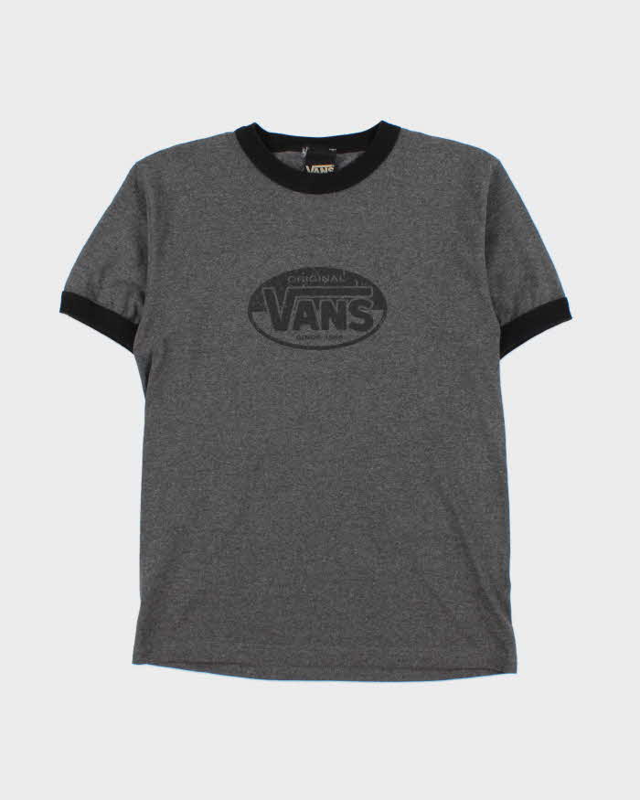 Vintage Y2K 00s Vans Skate Marl Grey Heavyweight Crewneck Ringer T-Shirt - M