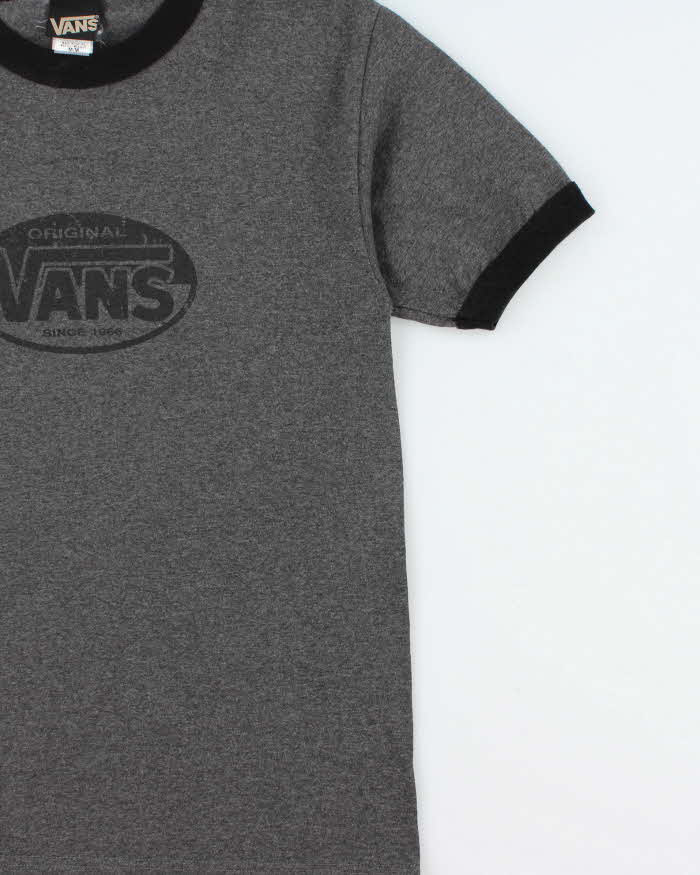 Vintage Y2K 00s Vans Skate Marl Grey Heavyweight Crewneck Ringer T-Shirt - M