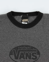 Vintage Y2K 00s Vans Skate Marl Grey Heavyweight Crewneck Ringer T-Shirt - M