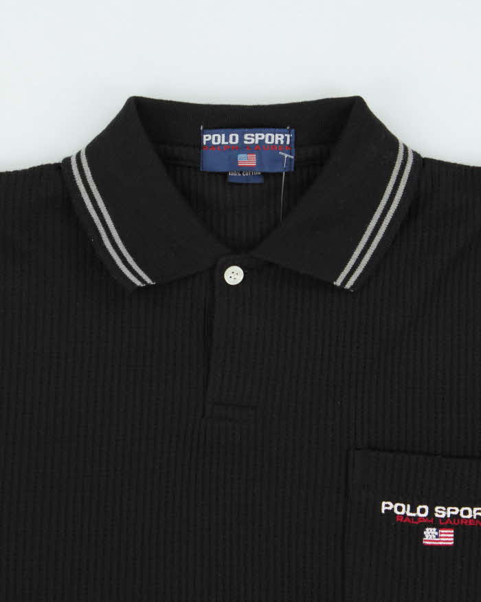 Vintage 1990s Ralph Lauren Polo Sport Ribbed Short Sleeve Pocket Polo Shirt - L
