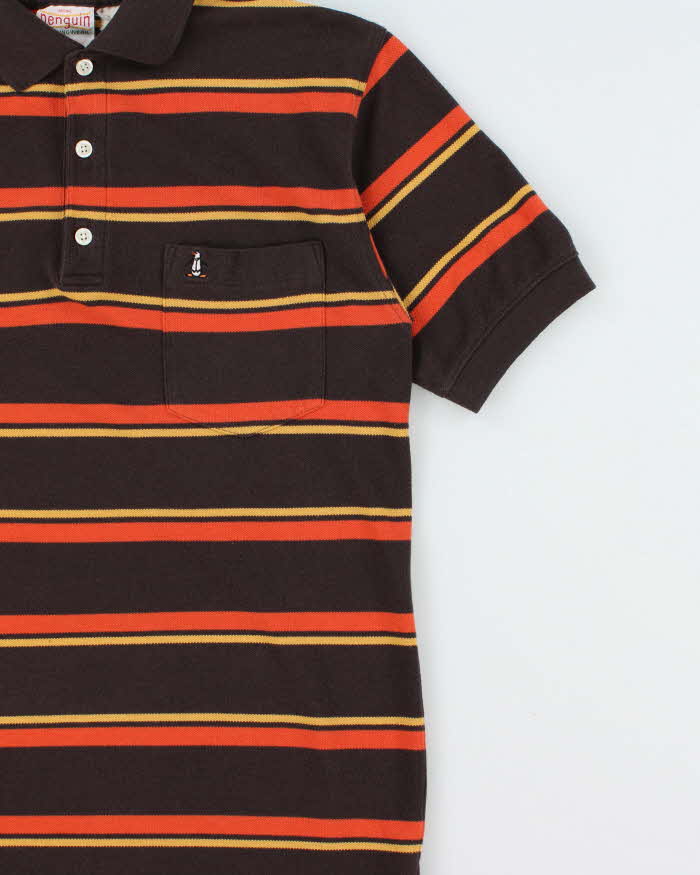 Vintage 1990s Penguin Musingwear Striped Short Sleeve Pocket Polo Shirt - S
