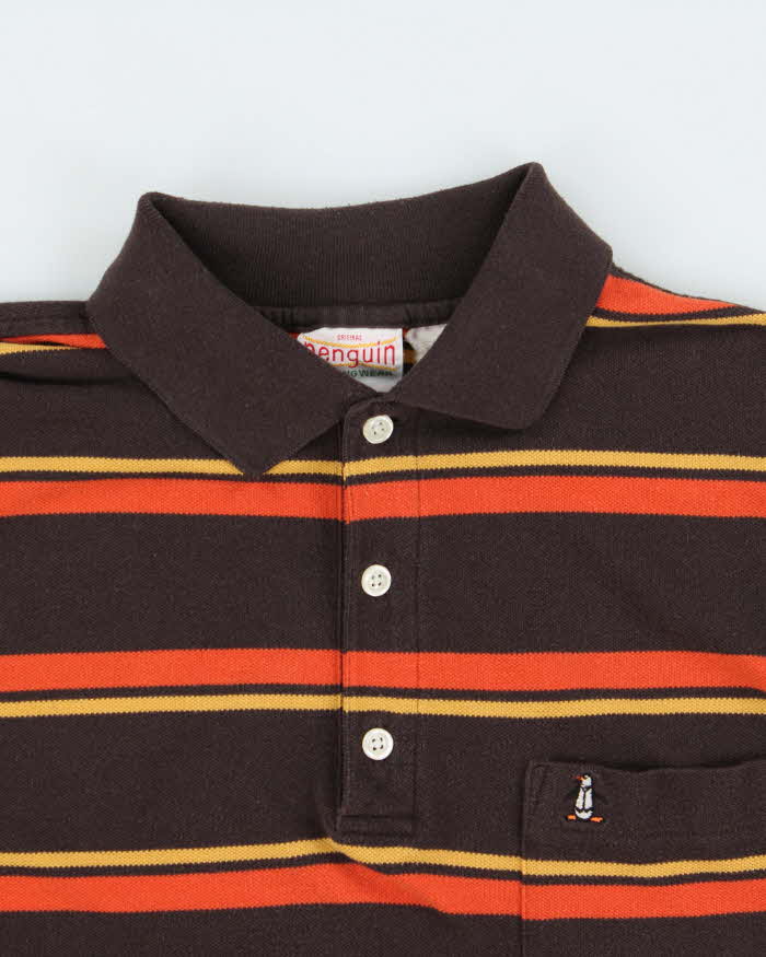 Vintage 1990s Penguin Musingwear Striped Short Sleeve Pocket Polo Shirt - S