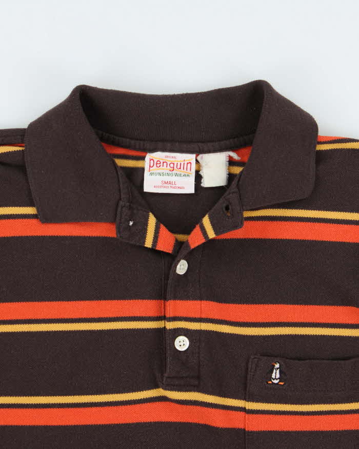 Vintage 1990s Penguin Musingwear Striped Short Sleeve Pocket Polo Shirt - S