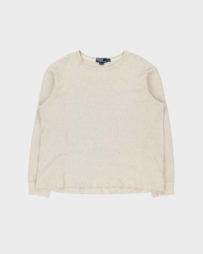 Vintage 1990s Polo Ralph Lauren Cotton &amp; Linen Heavyweight Long Sleeve T-shirt - XXL