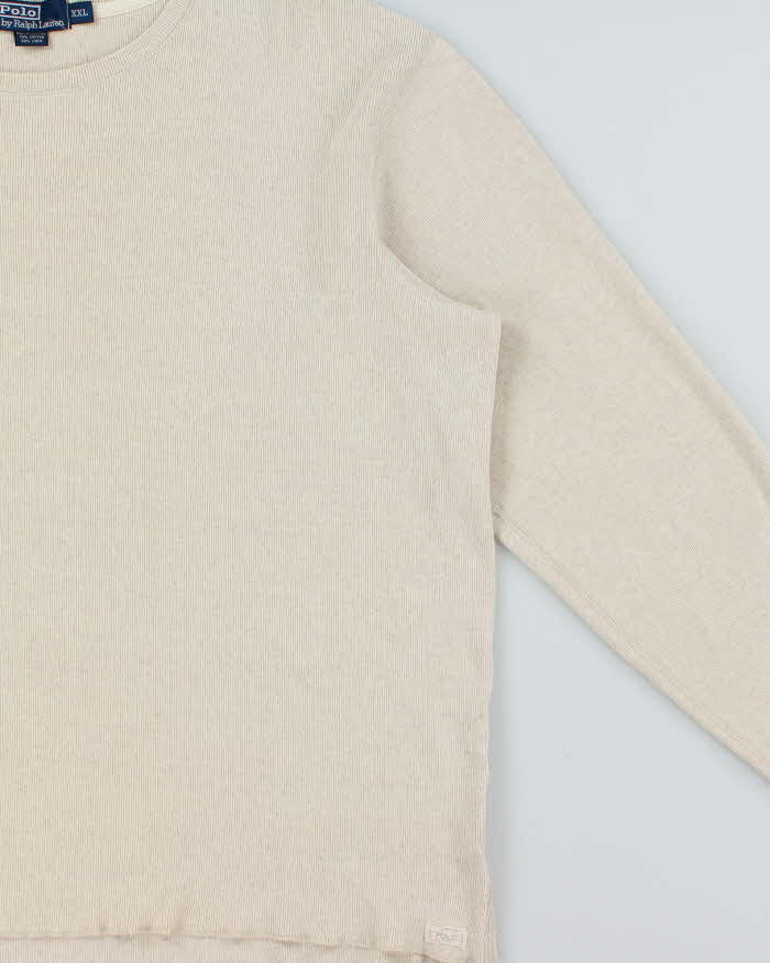 Vintage 1990s Polo Ralph Lauren Cotton &amp; Linen Heavyweight Long Sleeve T-shirt - XXL
