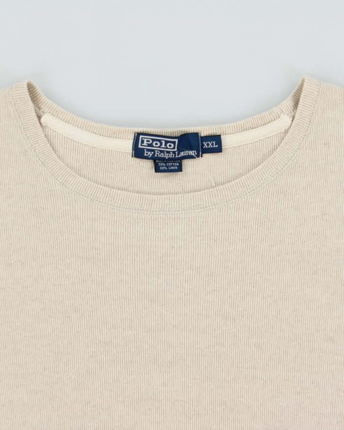 Vintage 1990s Polo Ralph Lauren Cotton &amp; Linen Heavyweight Long Sleeve T-shirt - XXL
