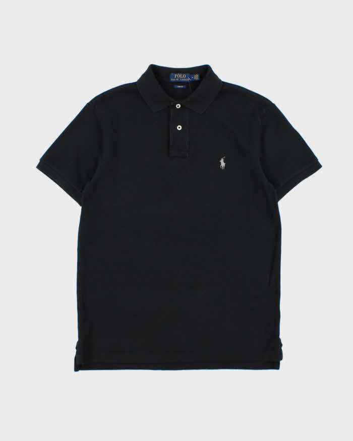 Vintage Polo Ralph Lauren Black Classic Slim Fit Short Sleeve Polo Shirt - M