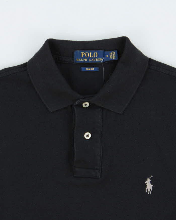 Vintage Polo Ralph Lauren Black Classic Slim Fit Short Sleeve Polo Shirt - M