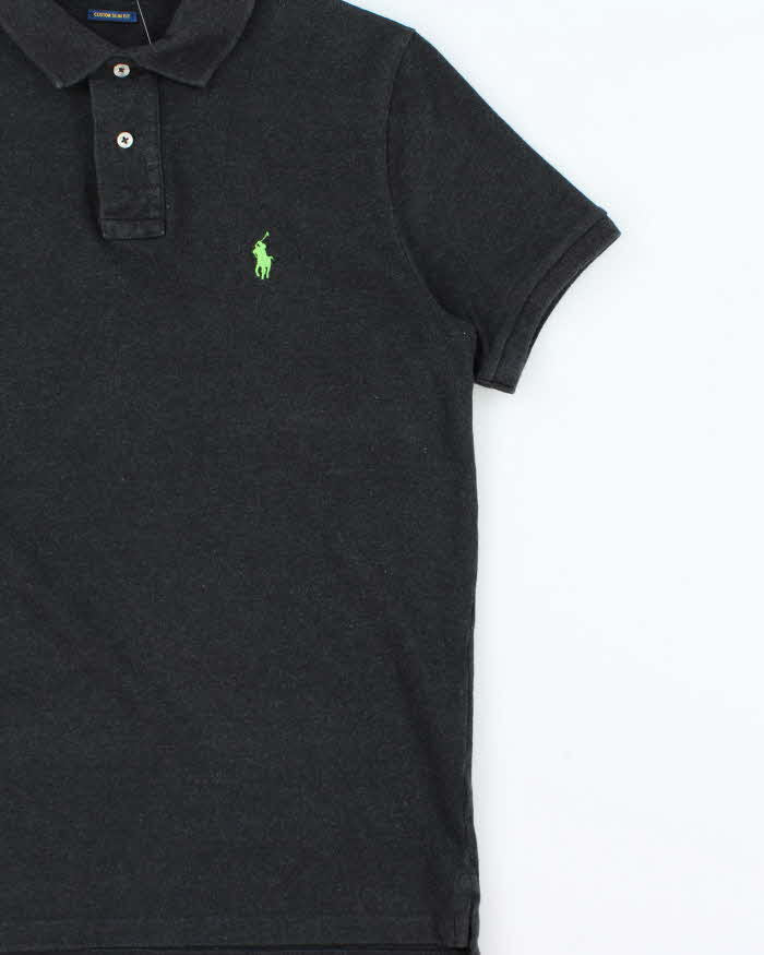 Vintage Polo Ralph Lauren Marl Grey Volt Pony Classic Slim Fit Short Sleeve Polo Shirt - M