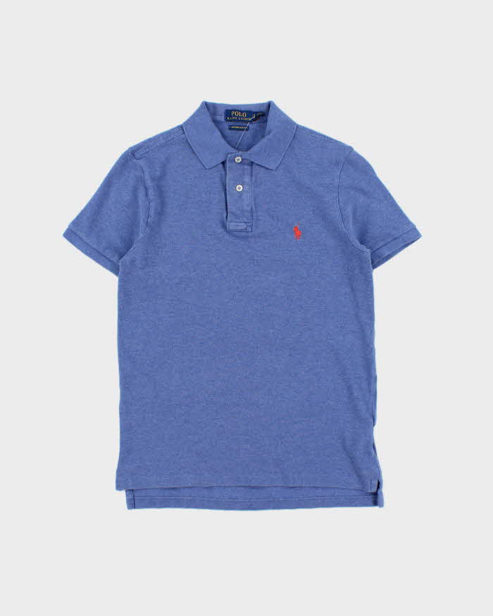 Vintage Polo Ralph Lauren Marl Blue Classic Custom Slim Fit Short Sleeve Polo Shirt - S
