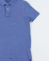 Vintage Polo Ralph Lauren Marl Blue Classic Custom Slim Fit Short Sleeve Polo Shirt - S