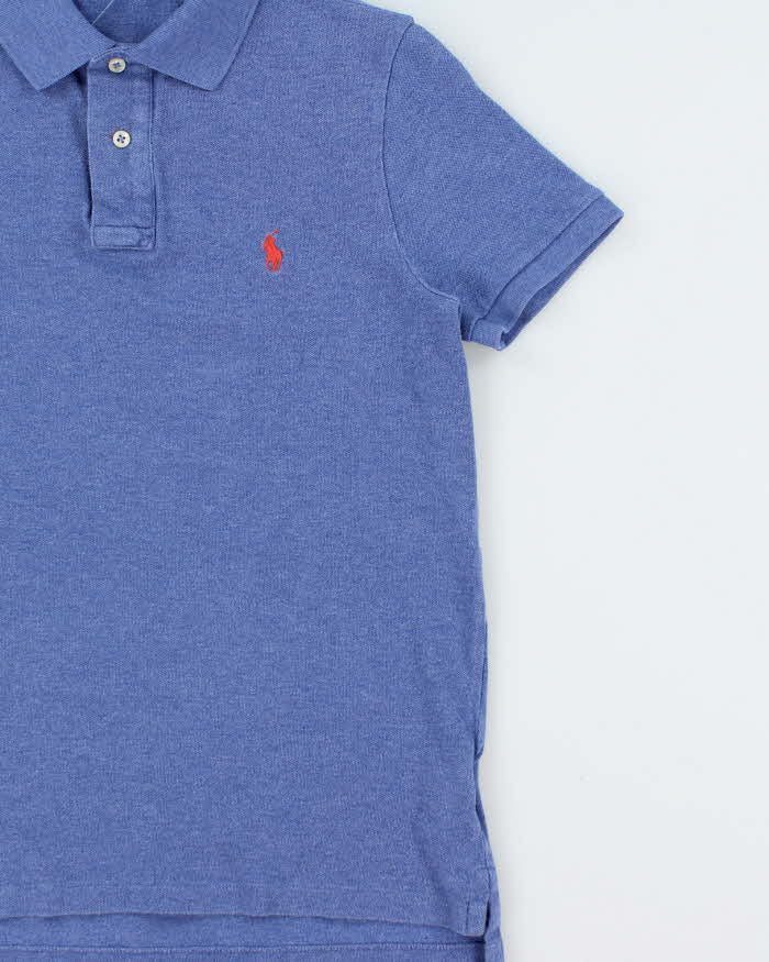 Vintage Polo Ralph Lauren Marl Blue Classic Custom Slim Fit Short Sleeve Polo Shirt - S