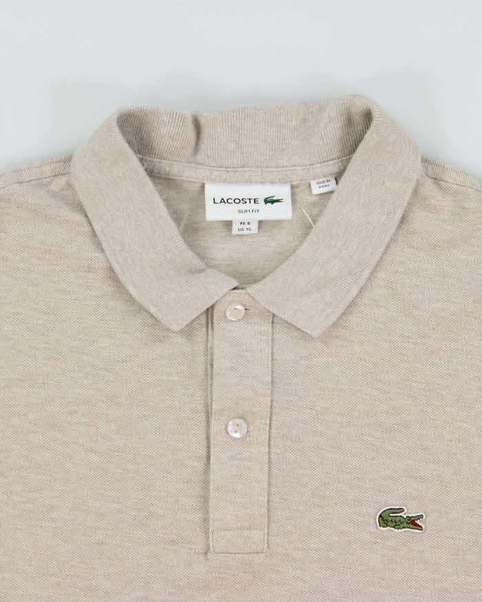 Vintage Lacoste Marl Beige Classic Croc Slim Fit Short Sleeve Polo Shirt - XL