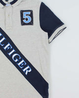 Vintage Y2K 00s Tommy Hilfiger Marl Embroidered Striped Custom Fit Short Sleeve Polo Shirt - M
