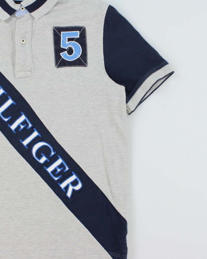 Vintage Y2K 00s Tommy Hilfiger Marl Embroidered Striped Custom Fit Short Sleeve Polo Shirt - M