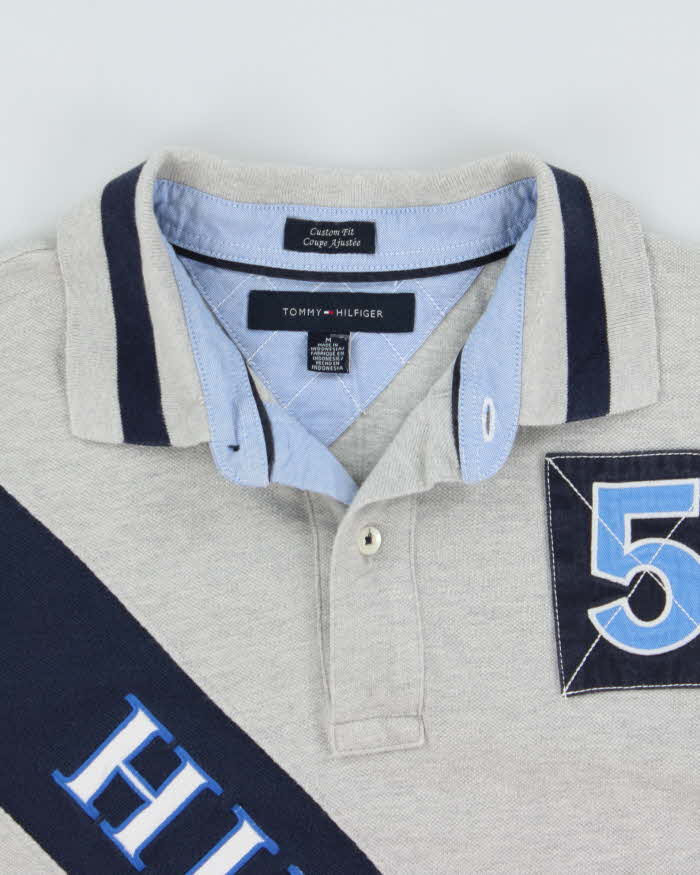 Vintage Y2K 00s Tommy Hilfiger Marl Embroidered Striped Custom Fit Short Sleeve Polo Shirt - M