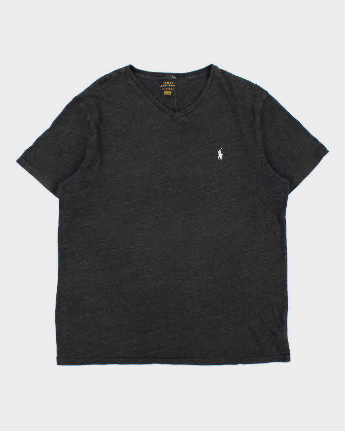 Vintage Polo Ralph Lauren Marl Grey Classic V-Neck T-Shirt - L