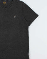 Vintage Polo Ralph Lauren Marl Grey Classic V-Neck T-Shirt - L