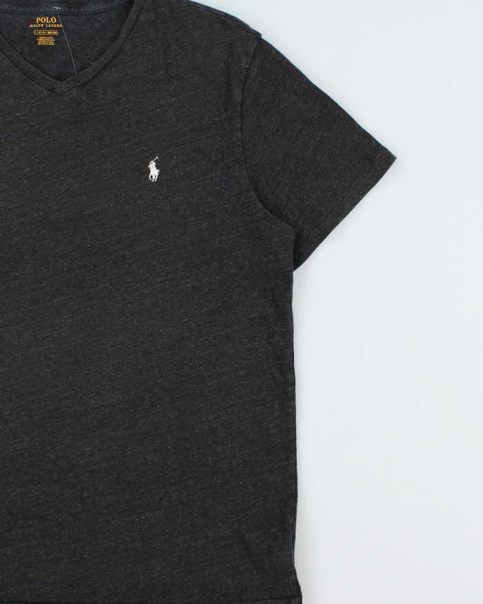 Vintage Polo Ralph Lauren Marl Grey Classic V-Neck T-Shirt - L