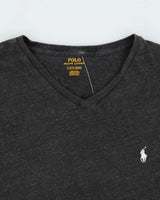 Vintage Polo Ralph Lauren Marl Grey Classic V-Neck T-Shirt - L