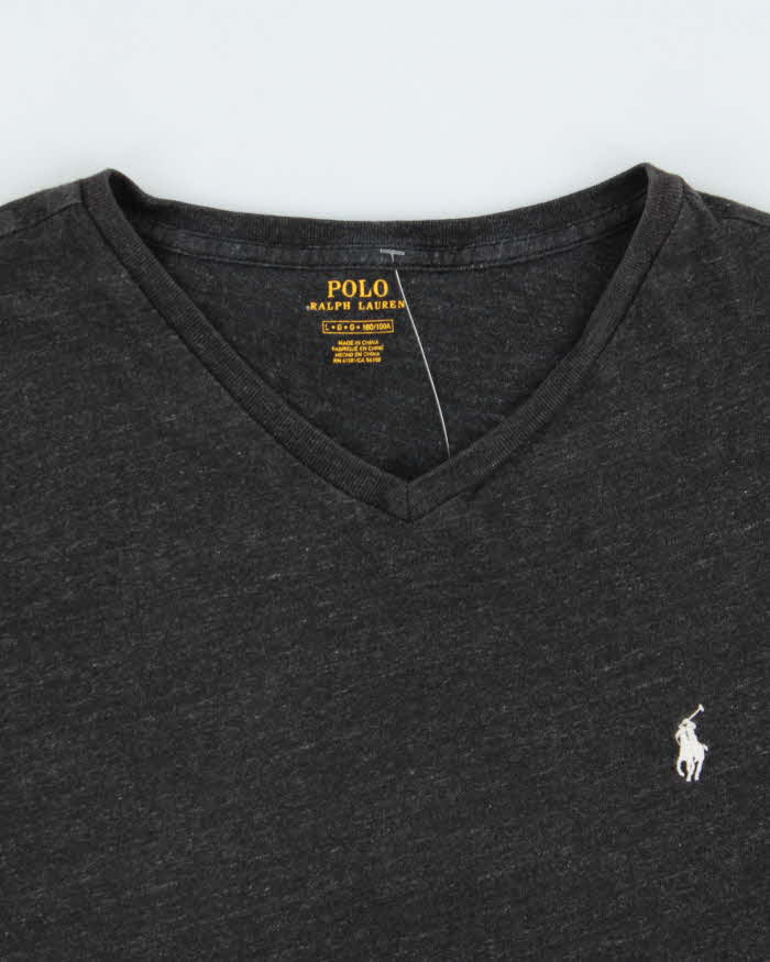 Vintage Polo Ralph Lauren Marl Grey Classic V-Neck T-Shirt - L